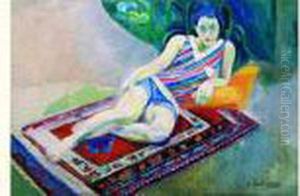 Femme Allongee Sur Un Tapis (portrait De Maria Lani) 1920