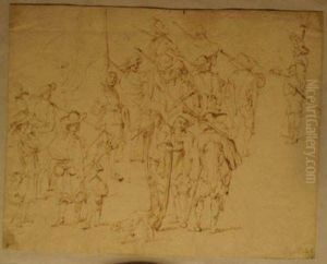 Sudyof Soldiers And Farmers by Stefano della Bella