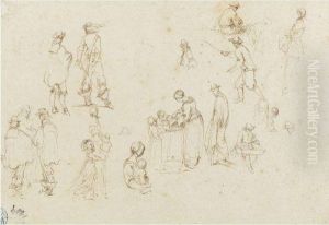 A Sheet Of Figure Studies by Stefano della Bella