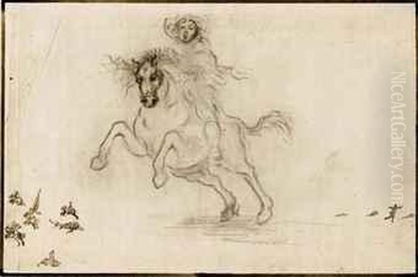 A Horseman And Sketches Of A Battlefield - view 1