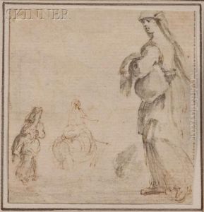 Female Figure Studies by Stefano della Bella