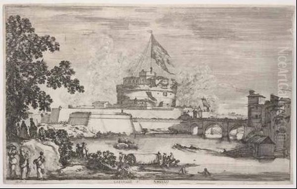 A) Viandanti Nella Campagna B) 
Il Tempio Del Palatino Ed I Ruderi Del Palatino C) Castel Sant'angelo - view 1