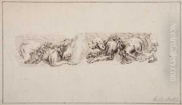 Study Of Two Dogs And A Boar's Head - view 1