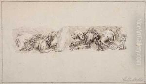 Study Of Two Dogs And A Boar's Head