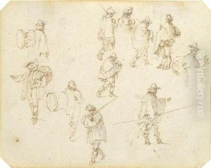 Studies Of Drummers, Peasants And Soldiers With Swords And Lances