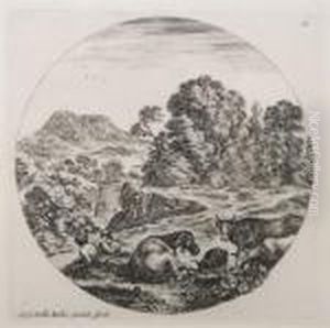 Pastoral Scene, Together With An Engraving After Cornelis Bos Pastoral Scene, Together With An Engraving After Cornelis Bos
