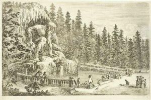 Statue Colossale De L'apennin. Etching by Stefano della Bella
