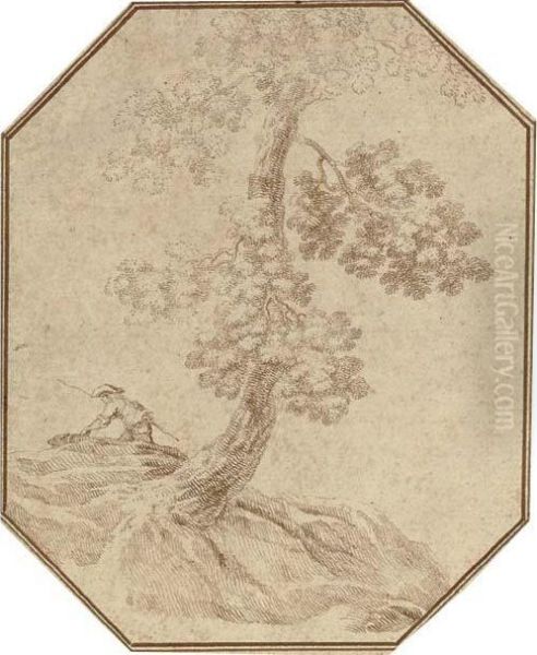 A Tree With A Hunter And Dog Beyond - view 1