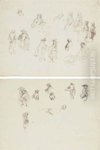 Five Leaves Of Figure Studies From An Album by Stefano della Bella