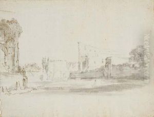 A View Of The Roman Forum With The Colosseum And The Arch Ofconstantine by Stefano della Bella