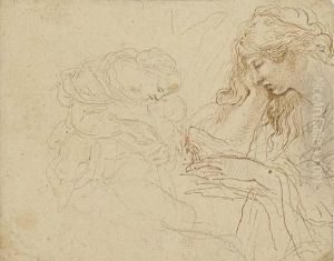 A Woman Reading, Half Length, In
Profile To The Left, And A Motherand Child (recto); A Boy Seen From
Behind, Bust Length, Resting Hishead On His Hand (verso) by Stefano della Bella