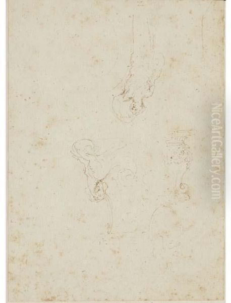 Four Leaves From A Small Album
And Three Further Drawings,depicting Figures, Landscapes, Horses And
Carriages And A Hat - view 1