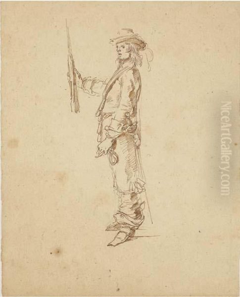 A Soldier In Profile To The Left Presenting Arms - view 1