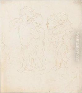 Recto: Putti At Play Verso: Caricature Of A Man