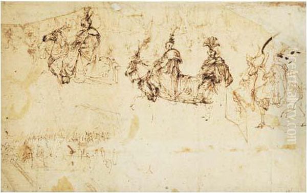 Feuille D'etudes De Cavaliers Polonais - view 1