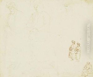 Studies Of Turbaned Figures And A Seated Woman Andchild