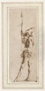 A Halberdier Turned To The Left;
A Halberdier Looking Up To Theright; And Two Seated Men Seen From
Behind A Halberdier Turned To The Left;
A Halberdier Looking Up To Theright; And Two Seated Men Seen From
Behind