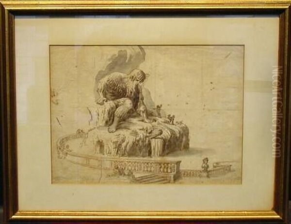 Study Related To The Etching "fountain In The Pratolino Garden" - view 1