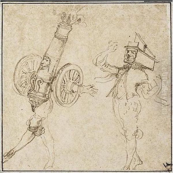 Two Designs For Masquerade Costumes: A Cannon And A Mousetrap - view 1