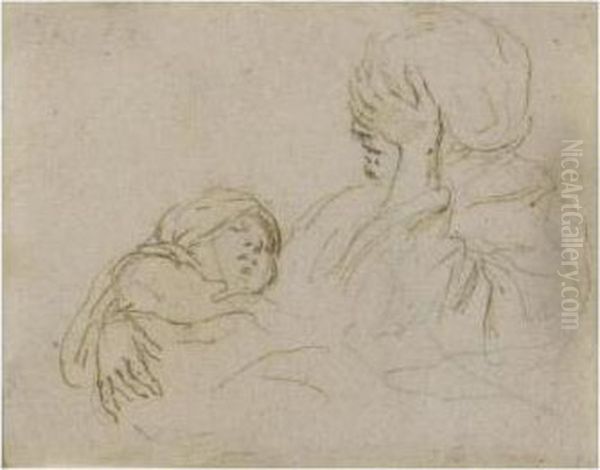 Recto: Mother And Sleeping Child; Verso: Landscape - view 1