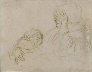 Recto: Mother And Sleeping Child; Verso: Landscape by Stefano della Bella
