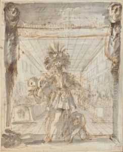 An Actor On A Stage With His Dresser by Stefano della Bella