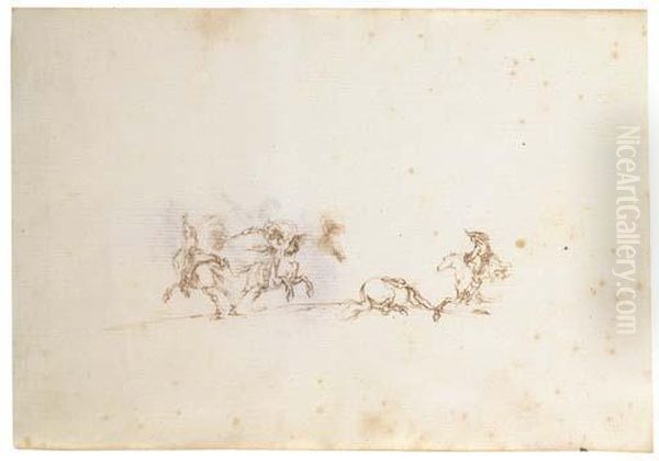 A Cavalry Skirmish: Three Horsemen And A Dead Horse, After Jacquescallot - view 1