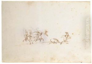 A Cavalry Skirmish: Three Horsemen And A Dead Horse, After Jacquescallot by Stefano della Bella