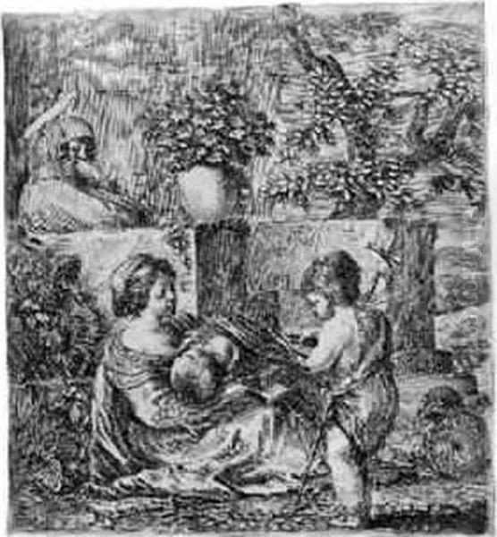 Originale.la Sainte Vierge,
L'enfant Jesus, Saint Jean Baptiste Et Sainte Elisabeth. . V., M. 10.
Belle Epreuve Avant Les Retouches, Rognee Au Sujet, Ce Dernier Entame
Par Places. Accidents Dans Les Angles Et Arrachements En Surface
Au-dessus De S - view 1