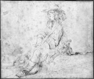A Seated Huntsman With A Dog Sleeping At His Feet A Seated Huntsman With A Dog Sleeping At His Feet