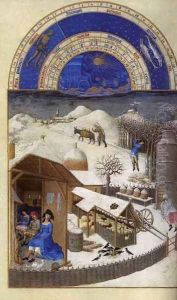 Les tres riches heures du Duc de Berry- Fevrier (February) 1412-16 by Jean Limbourg