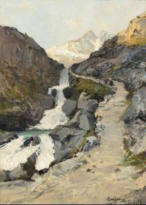 Mulattiera Lungo Il Torrente (ceresole Reale) by Lorenzo Delleani