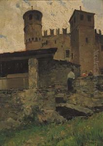 Sotto Il Castello Di Fenis by Lorenzo Delleani