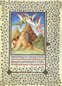 Belles Heures de Duc du Berry -Folio 20- St. Catherine's Body Carried to Mt. Sinai 1408-09 by Jean Limbourg