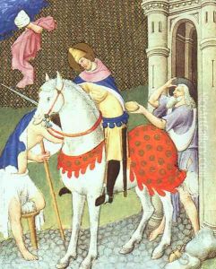 Belles Heures de Duc du Berry -Folio 169- St. Martin with a Beggar 1408-09 by Jean Limbourg