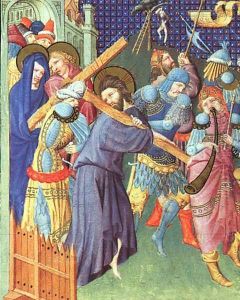 Belles Heures de Duc du Berry -Folio 138- The Way to Calvary 1408-09 by Jean Limbourg