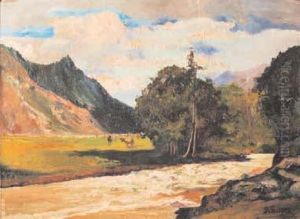 Pascolo In Riva Al Fiume by Lorenzo Delleani