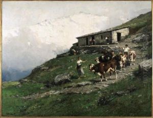 "alpeggio" 1900 by Lorenzo Delleani