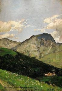"il Mucrone Dalle Silvine" 12.8.1889 by Lorenzo Delleani