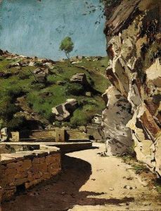 "strada Di Oropa (strada Sotto Le Rocce)" 1873 Circa by Lorenzo Delleani