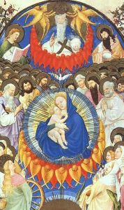 Belles Heures de Duc du Berry -Folio 218- Heavenly Host 1408-09 by Jean Limbourg