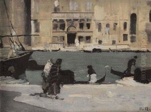 Canale A Venezia In Dicembre by Lorenzo Delleani