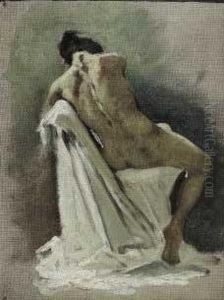 "nudo Seduto Di Schiena" 1859-60 Circa by Lorenzo Delleani