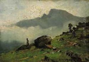 "sole E Nebbia D'ottobre" 6.10.1903 by Lorenzo Delleani
