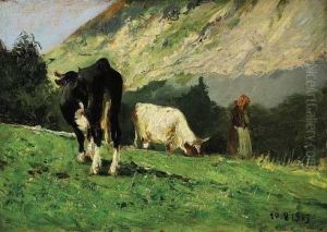 "mucche Al Pascolo In Montagna" 20.8.1903 by Lorenzo Delleani