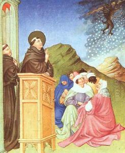 Belles Heures de Duc du Berry -Folio 170- St. Anthony of Padua Stilling a Storm 1408-09 by Jean Limbourg
