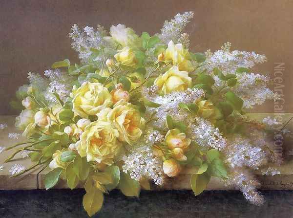 Yellow Roses and Lilacs - view 1