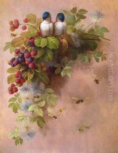 Birds, Bees and Berries by Paul De Longpre