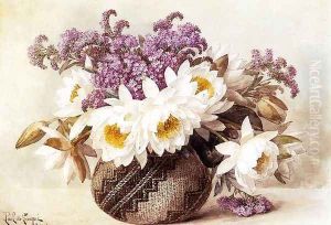 Flowers in an Indian Basket by Paul De Longpre
