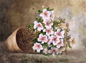 White Azaleas in a Flower Pot by Paul De Longpre